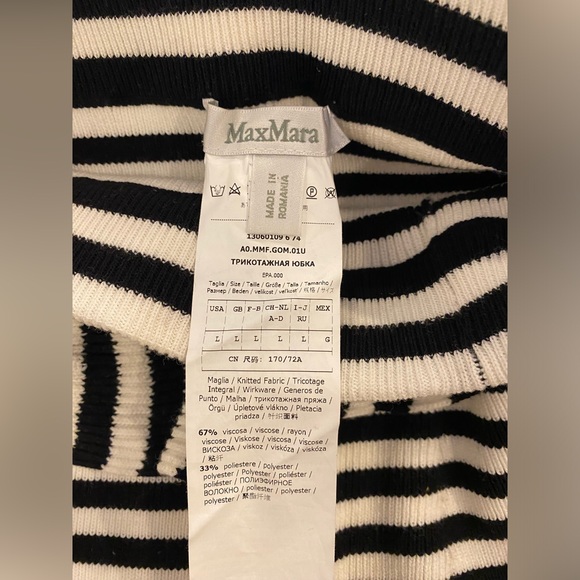 Faesite Striped Knitted Jersey Pencil Skirt By Max Mara - Picture 5 of 6